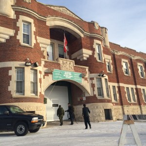 Members of the CF walking into the Minto Armouries ahead of Tuesday's Remembrance Day ceremonies